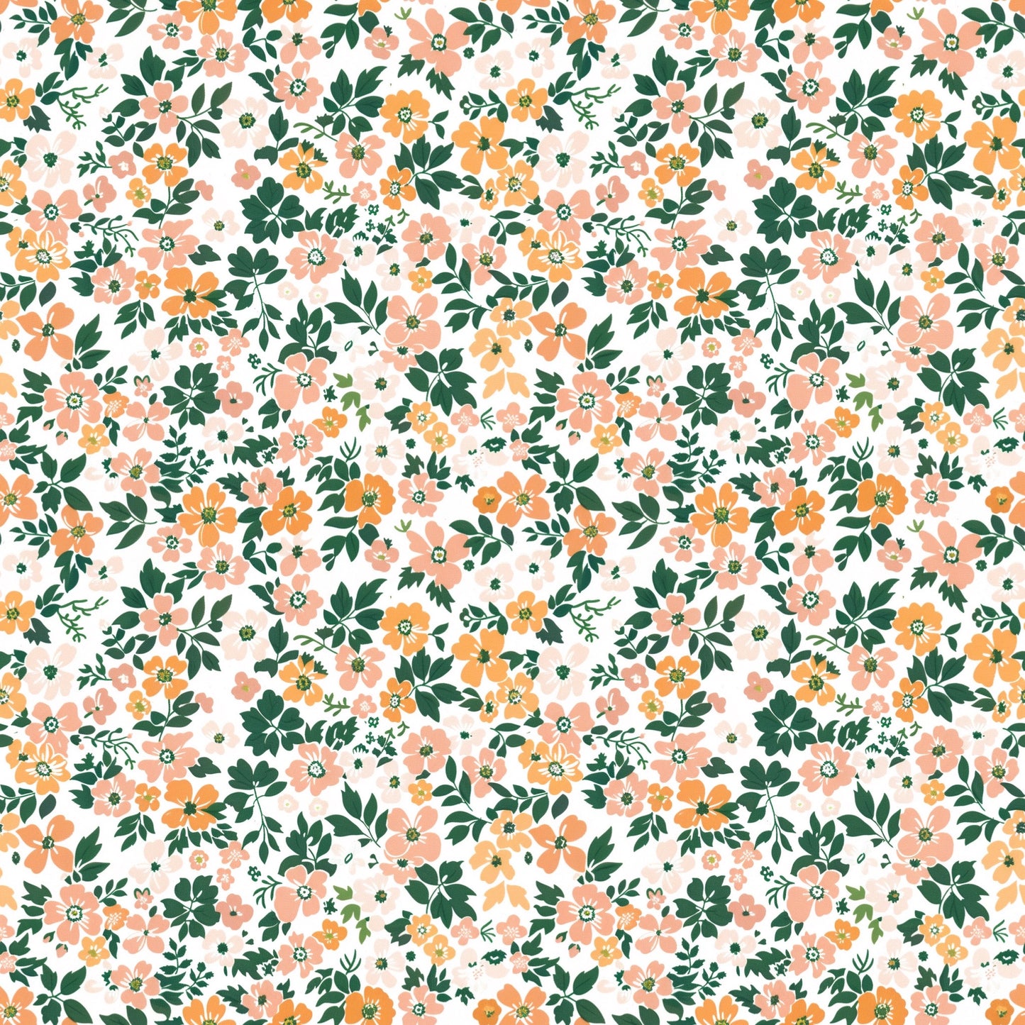 Peach & Pink Ditsy Floral Digital Seamless Pattern