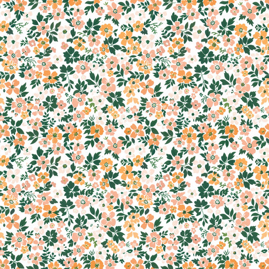 Peach & Pink Ditsy Floral Digital Seamless Pattern