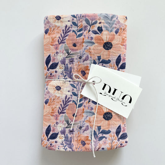 Peach & Violet Floral Digital Seamless Pattern