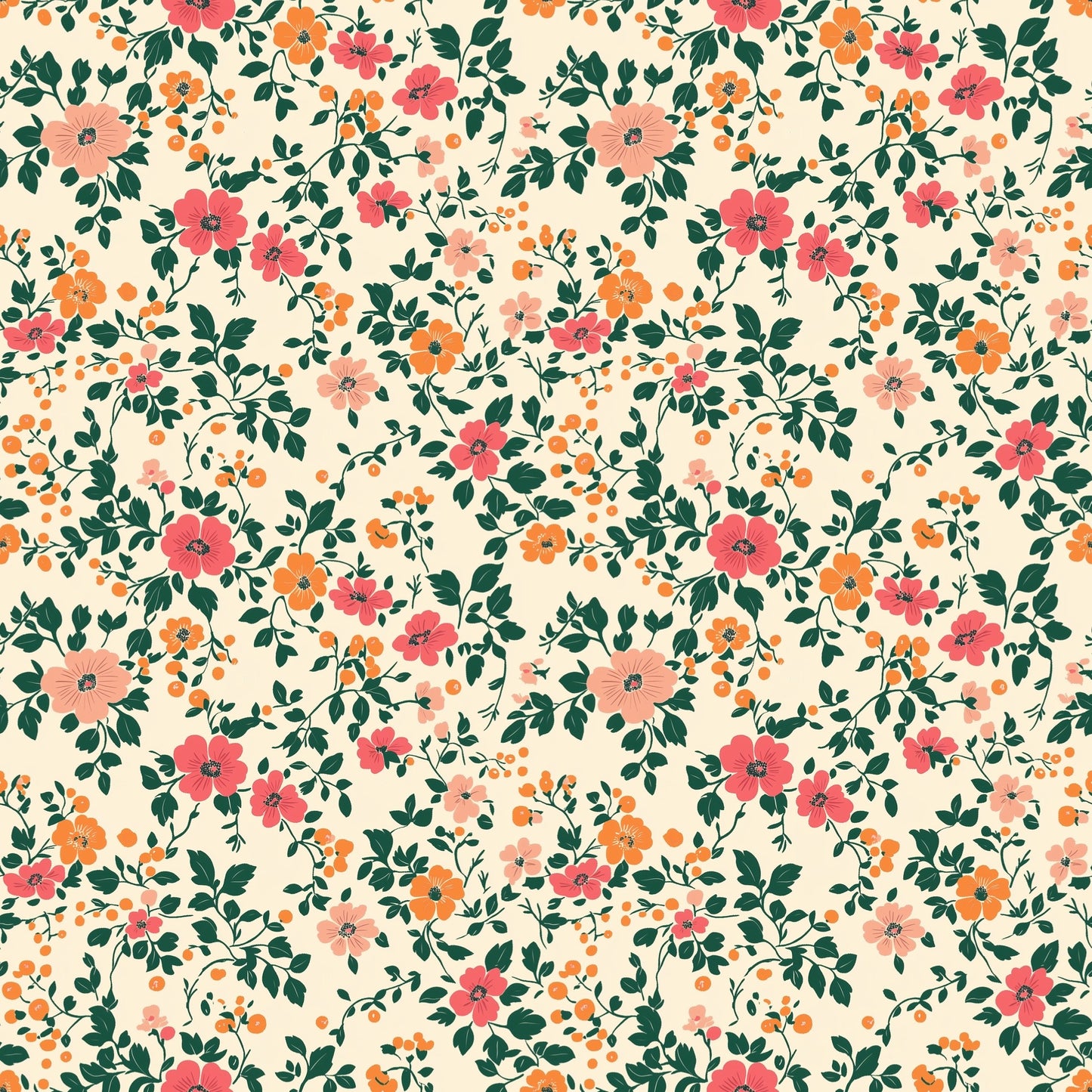 Peach Ditsy Floral Digital Seamless Pattern