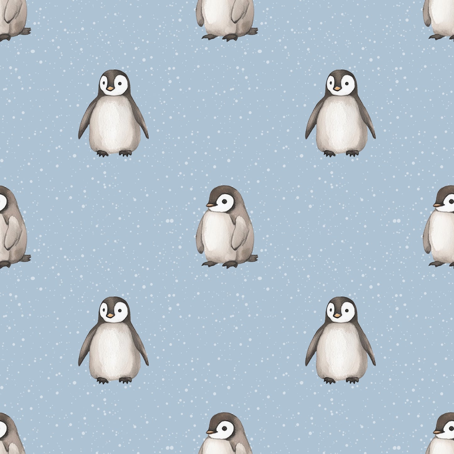 Snow Penguin Digital Seamless Pattern