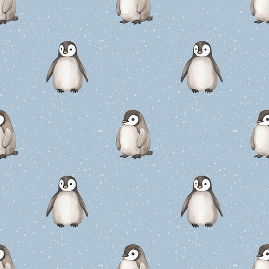 Snow Penguin Digital Seamless Pattern