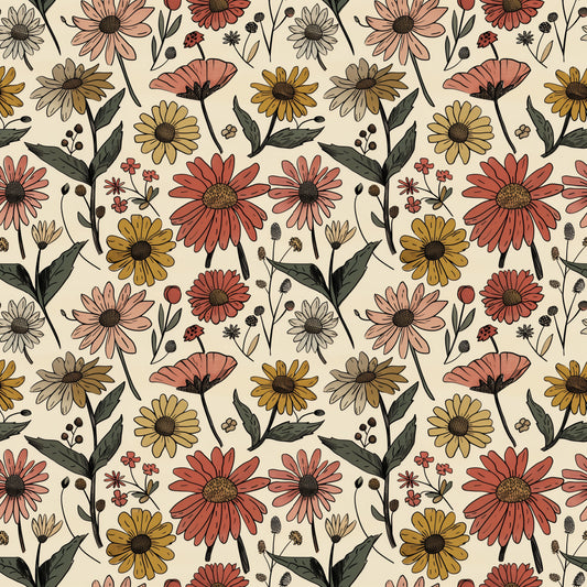 Penned Florals Digital Seamless Pattern