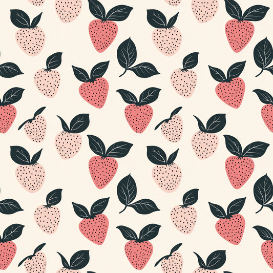 Perfectly Pink Strawberry Digital Seamless Pattern