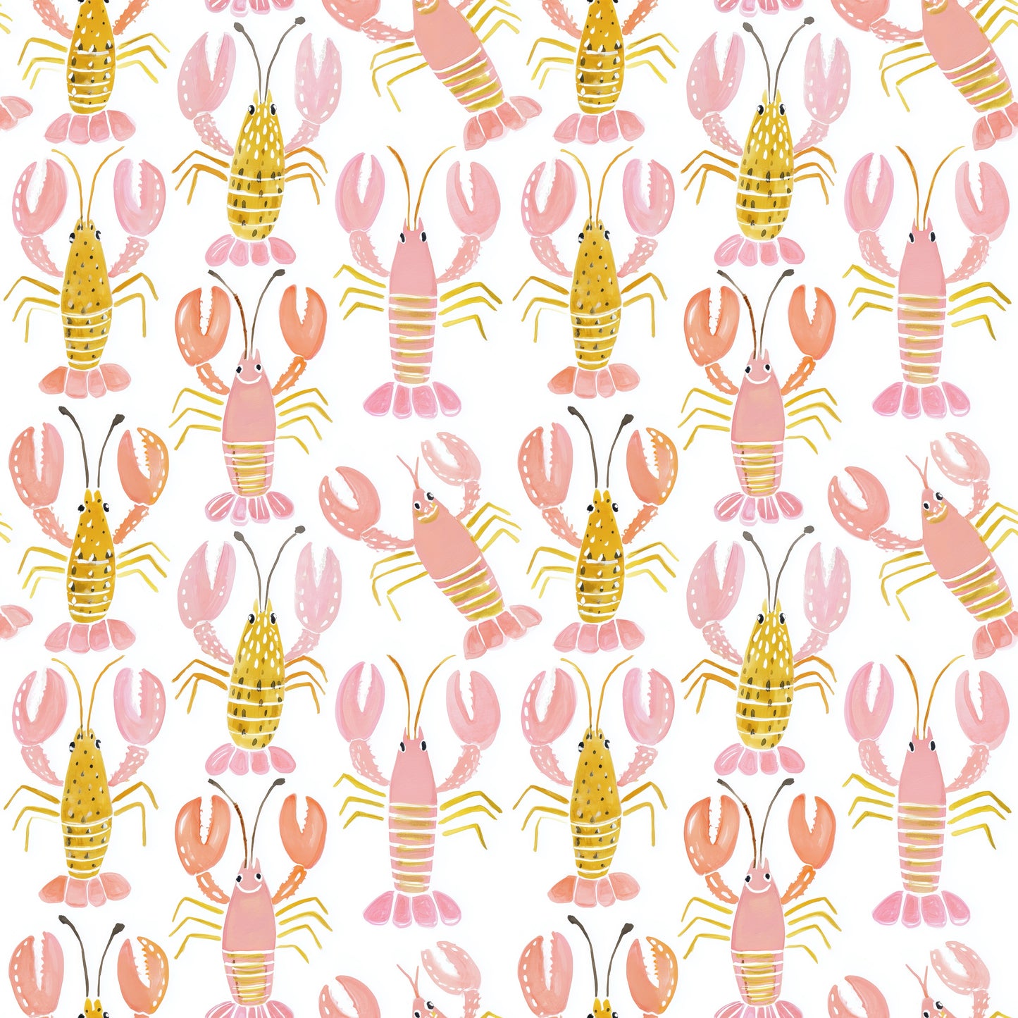 Perky Lobsters Digital Seamless Pattern