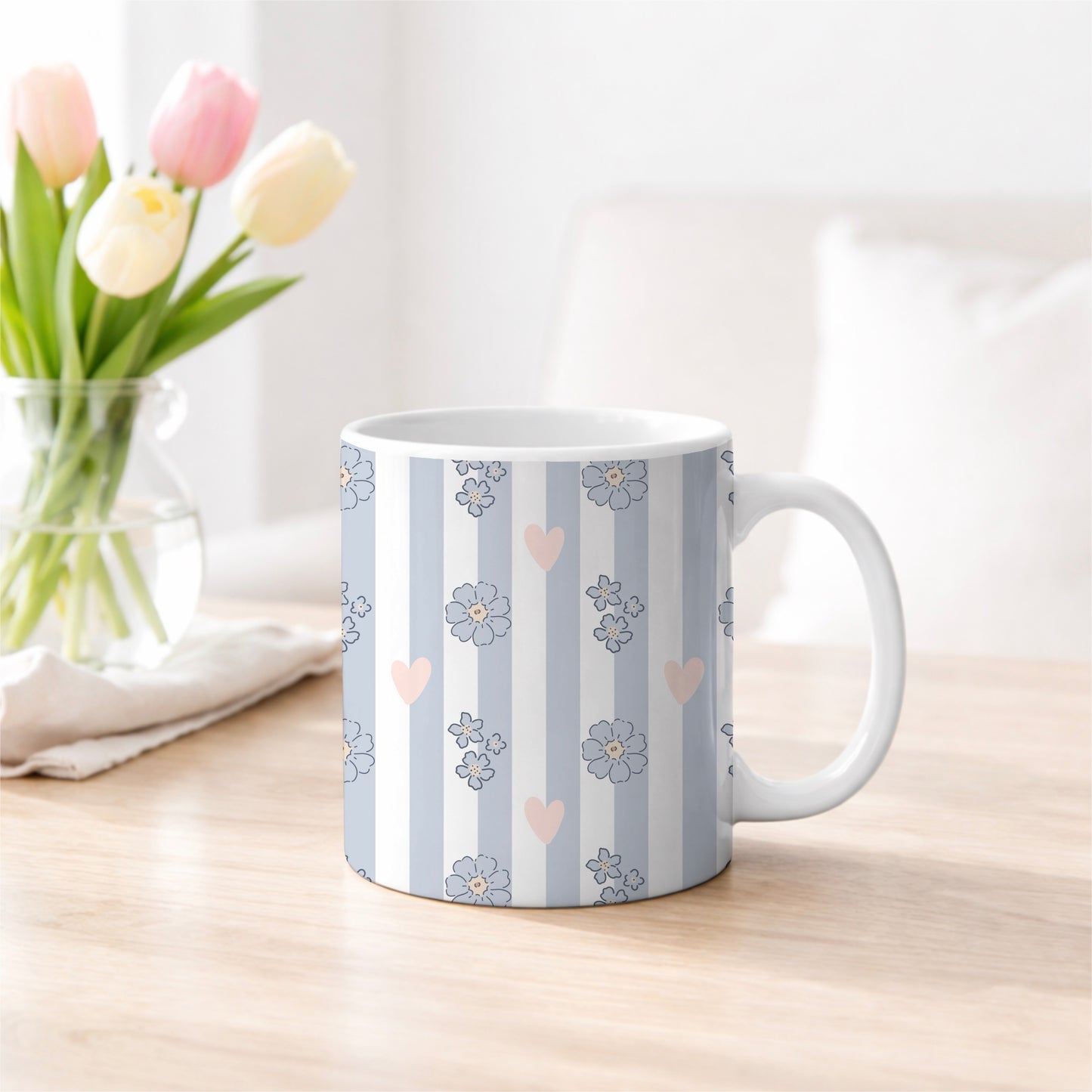 Petal Blooms Striped Heart