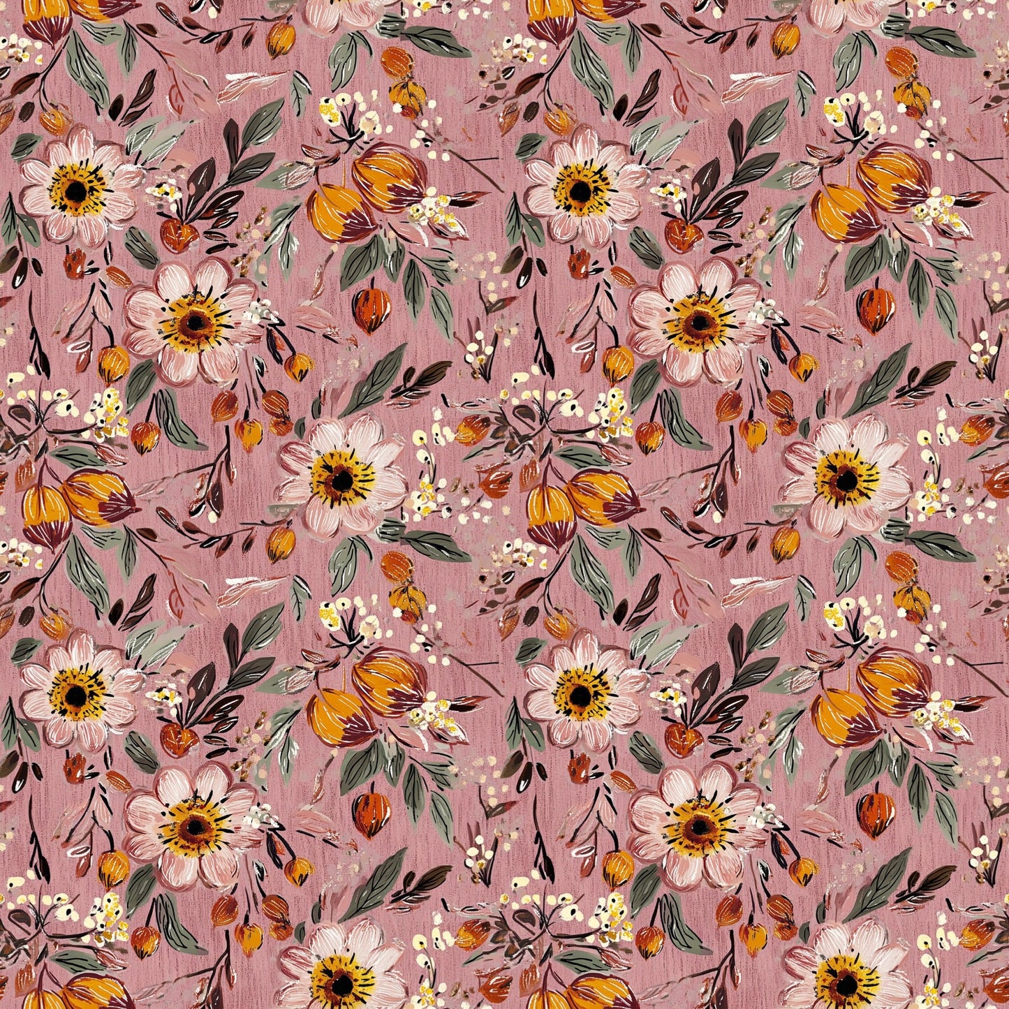 Pink Autumn Harvest Digital Seamless Pattern