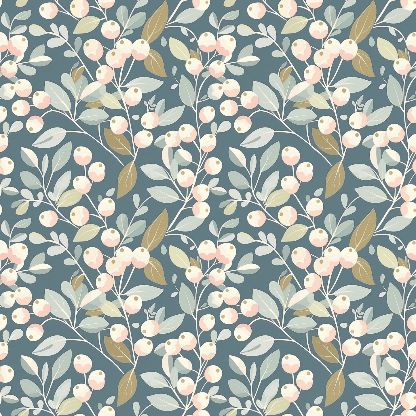 Pink Berry Bush Digital Seamless Pattern
