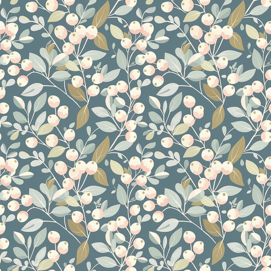 Pink Berry Bush Digital Seamless Pattern