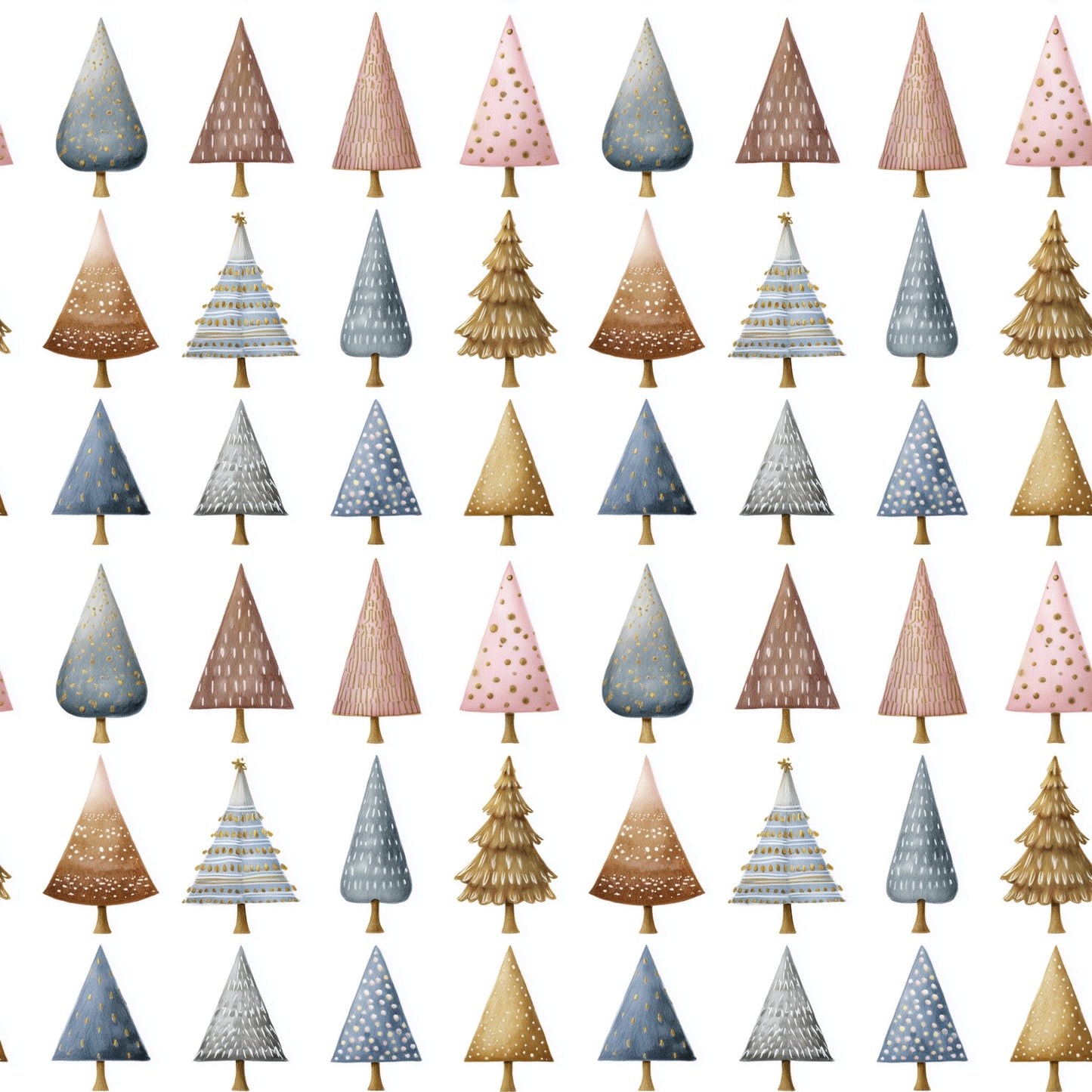 Christmas Trees Forest Digital Seamless Pattern