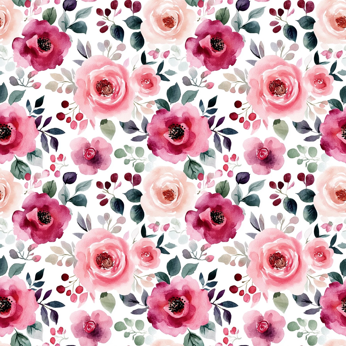Pink Blush Floral Digital Seamless Pattern