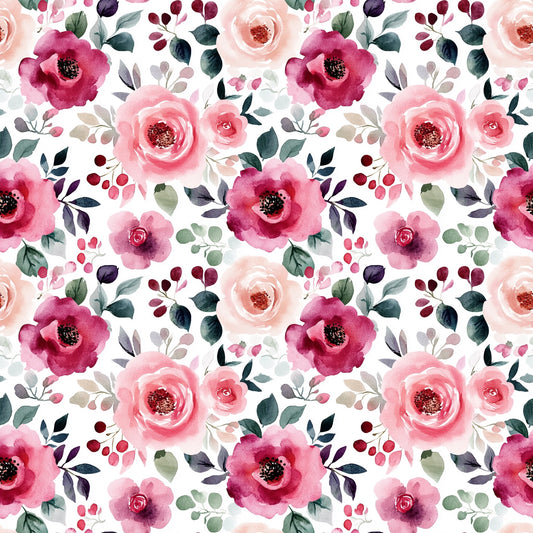 Pink Blush Floral Digital Seamless Pattern
