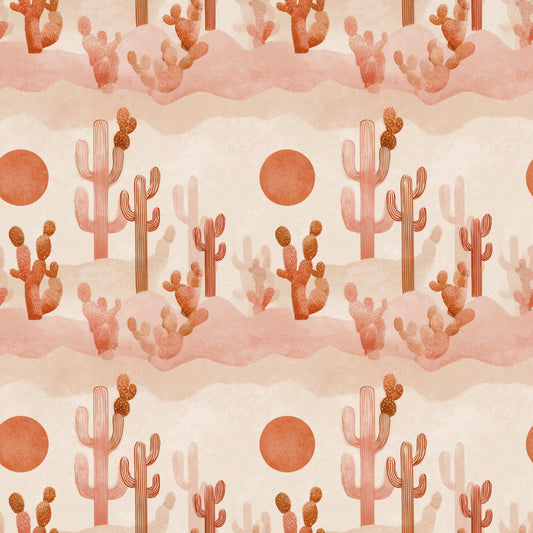 Pink Cactus Digital Seamless Pattern