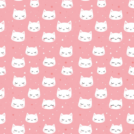 Pink Cats Digital Seamless Pattern