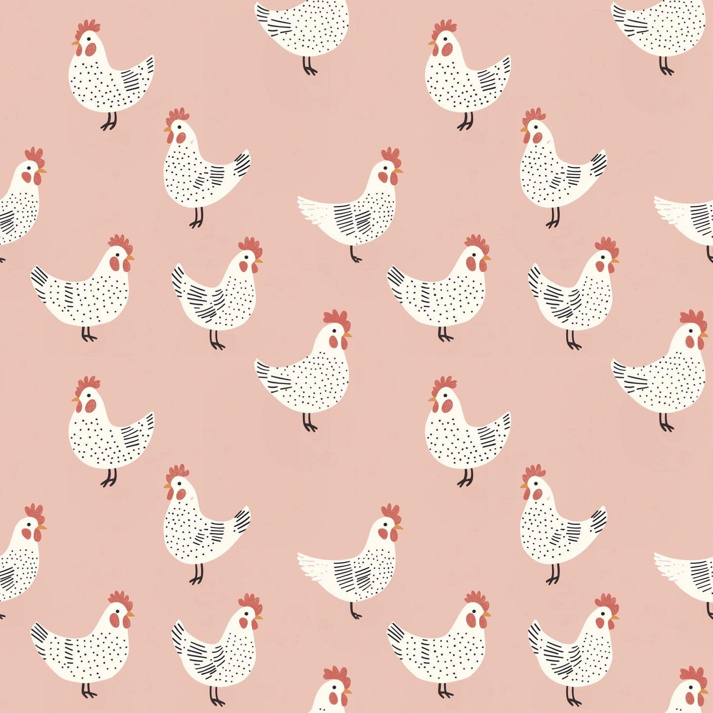 Pink Chickens Digital Seamless Pattern