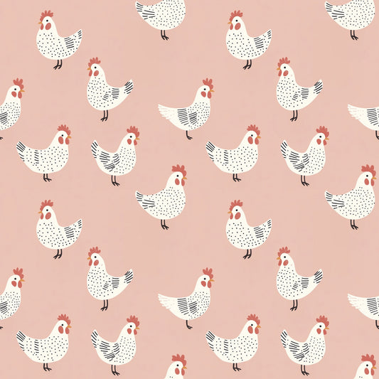 Pink Chickens Digital Seamless Pattern
