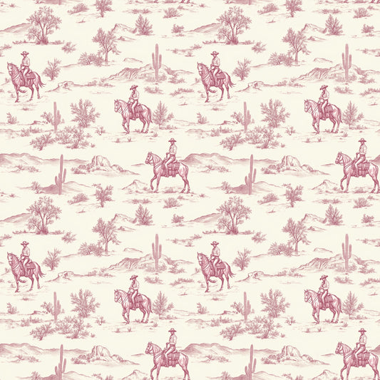 Pink Chinoiserie Cowboy Digital Seamless Pattern