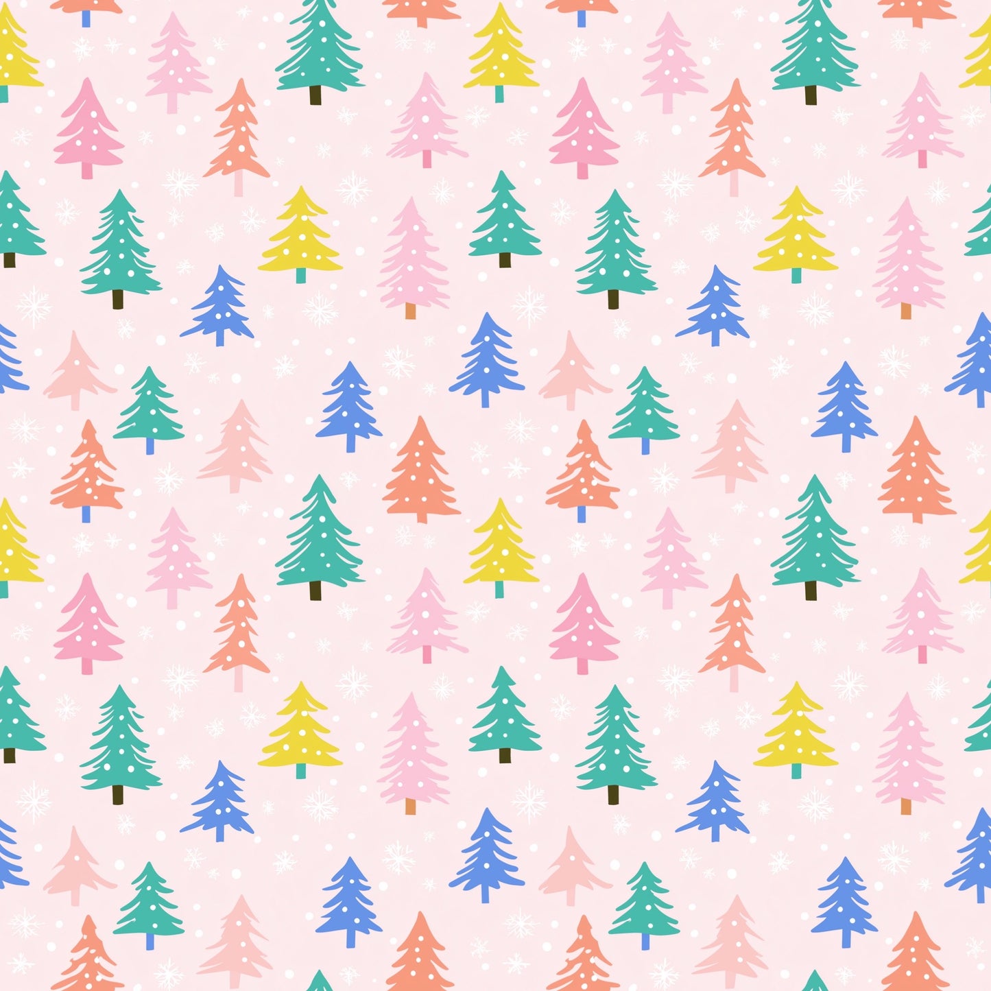 Bright Pink Christmas Trees Branches Digital Seamless Pattern