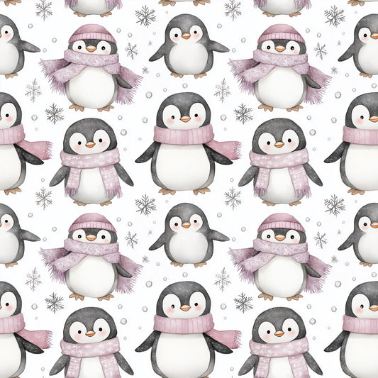 Cute Cosy Penguins Digital Seamless Pattern