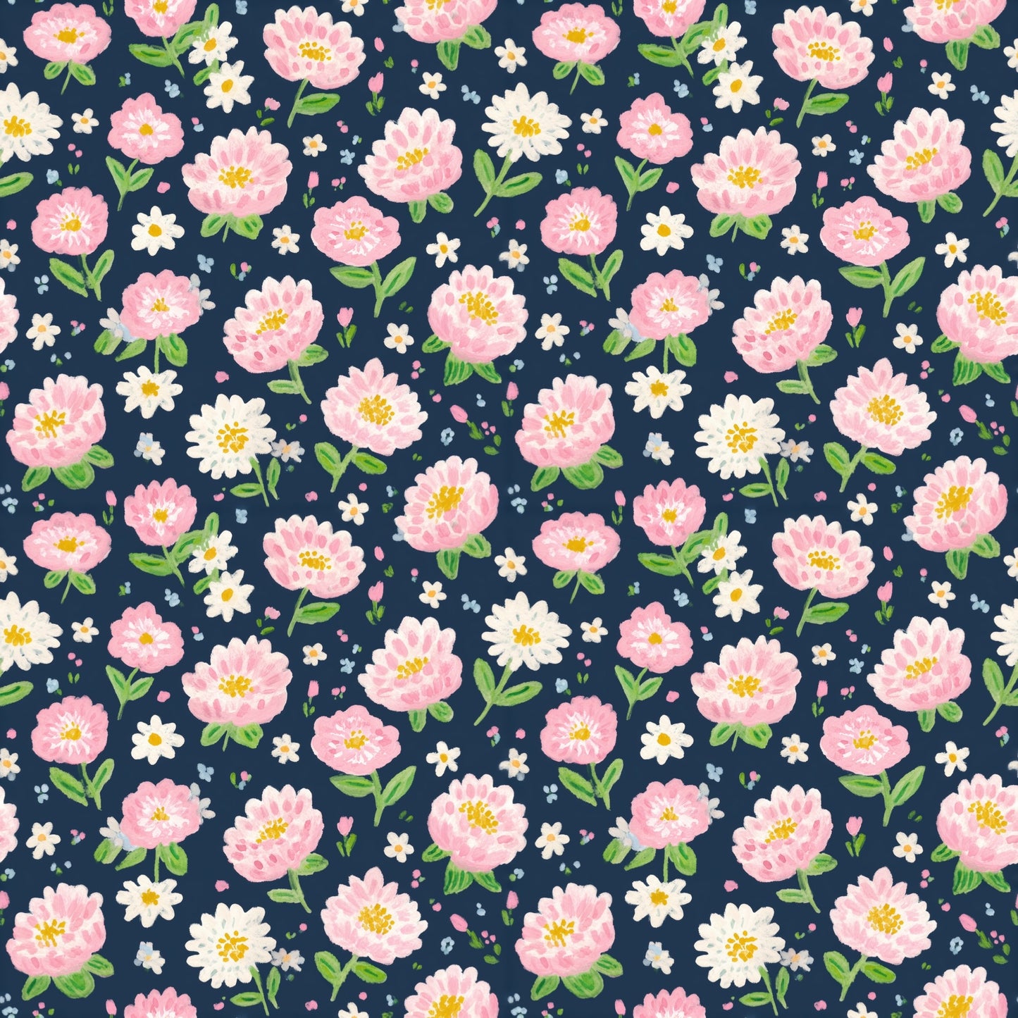 Pink Daisy Blooms Digital Seamless Pattern