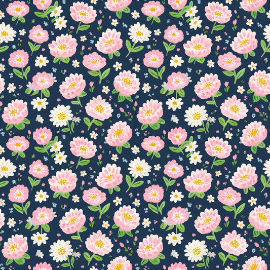 Pink Daisy Blooms Digital Seamless Pattern