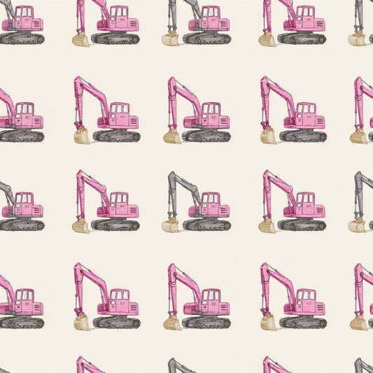 Pink Diggers on Neutral Digital Seamless Pattern