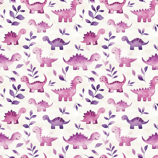 Pink Dinosaurs Digital Seamless Pattern