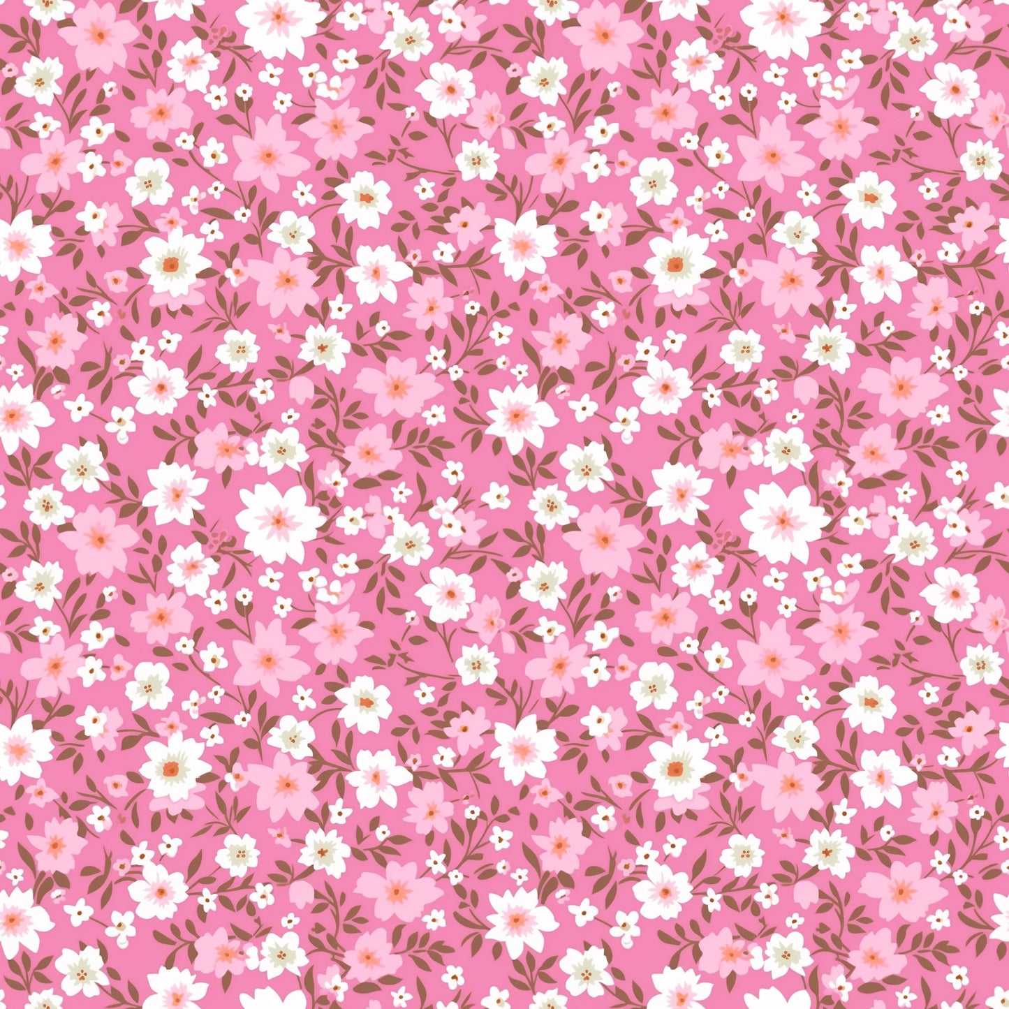 Pink Ditsy Floral Digital Seamless Pattern