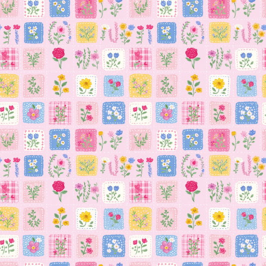 Pink Ditsy Patchwork Digital Seamless Pattern