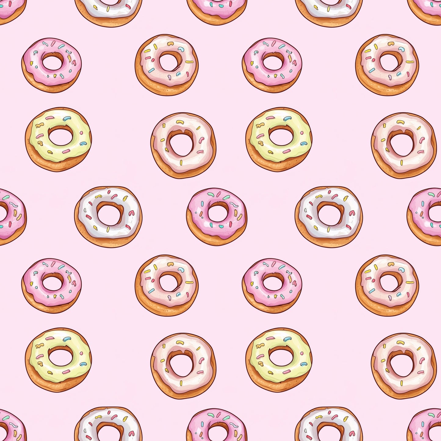 Pink Donuts Digital Seamless Pattern