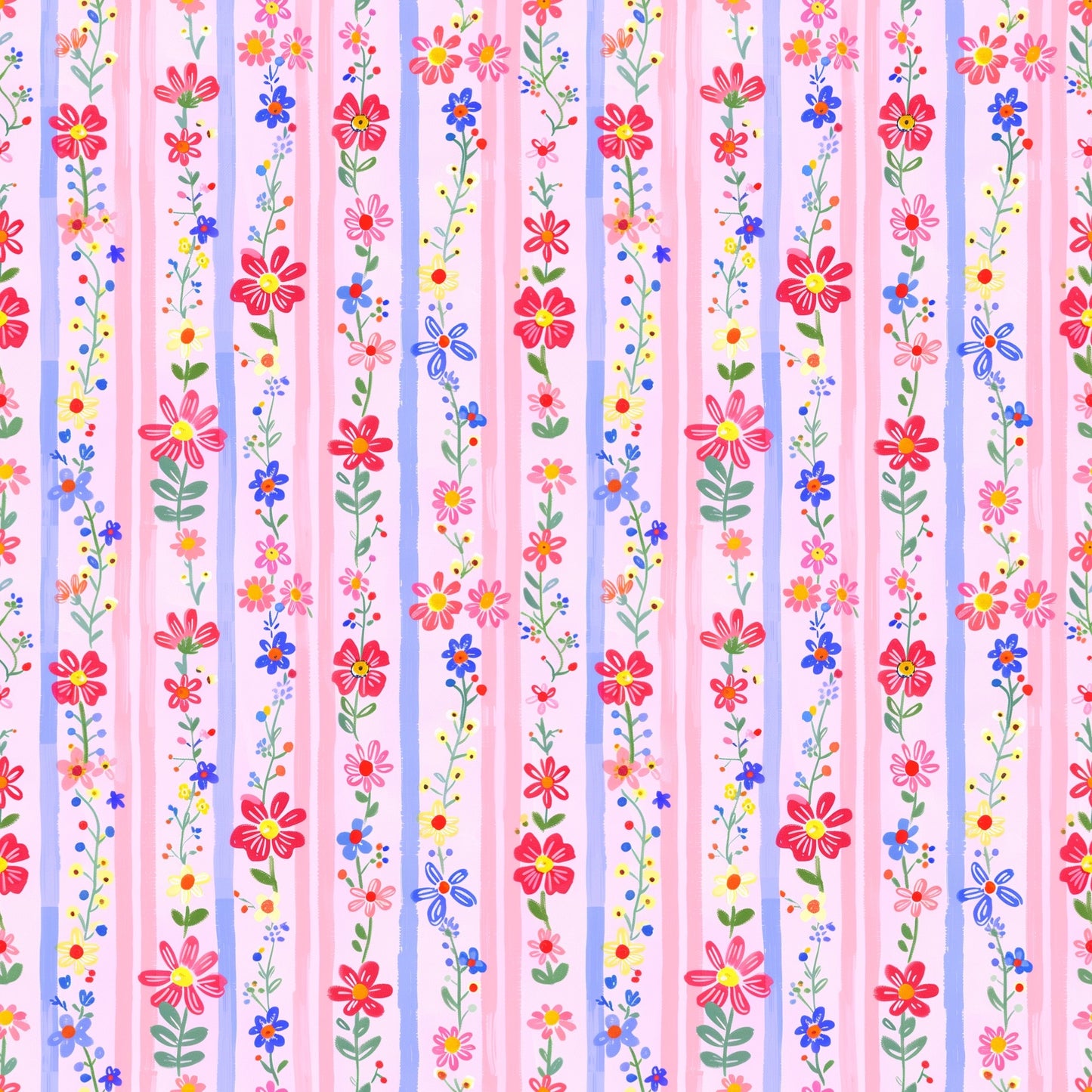 Pink Doodle Stripes Digital Seamless Pattern