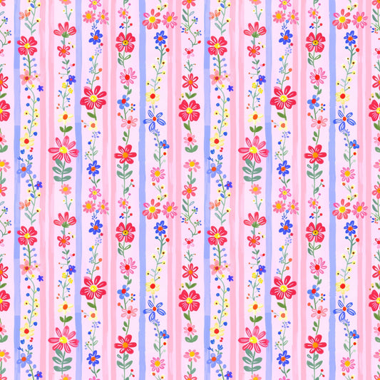 Pink Doodle Stripes Digital Seamless Pattern