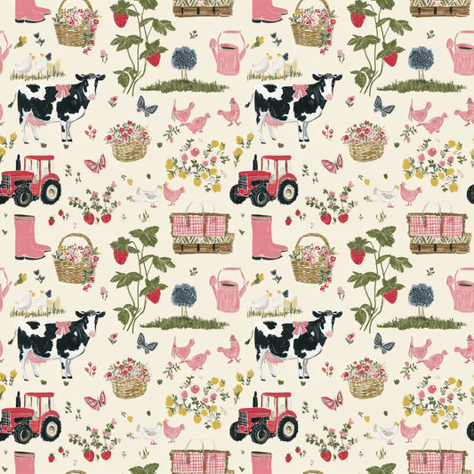 Pink Farm Digital Seamless Pattern