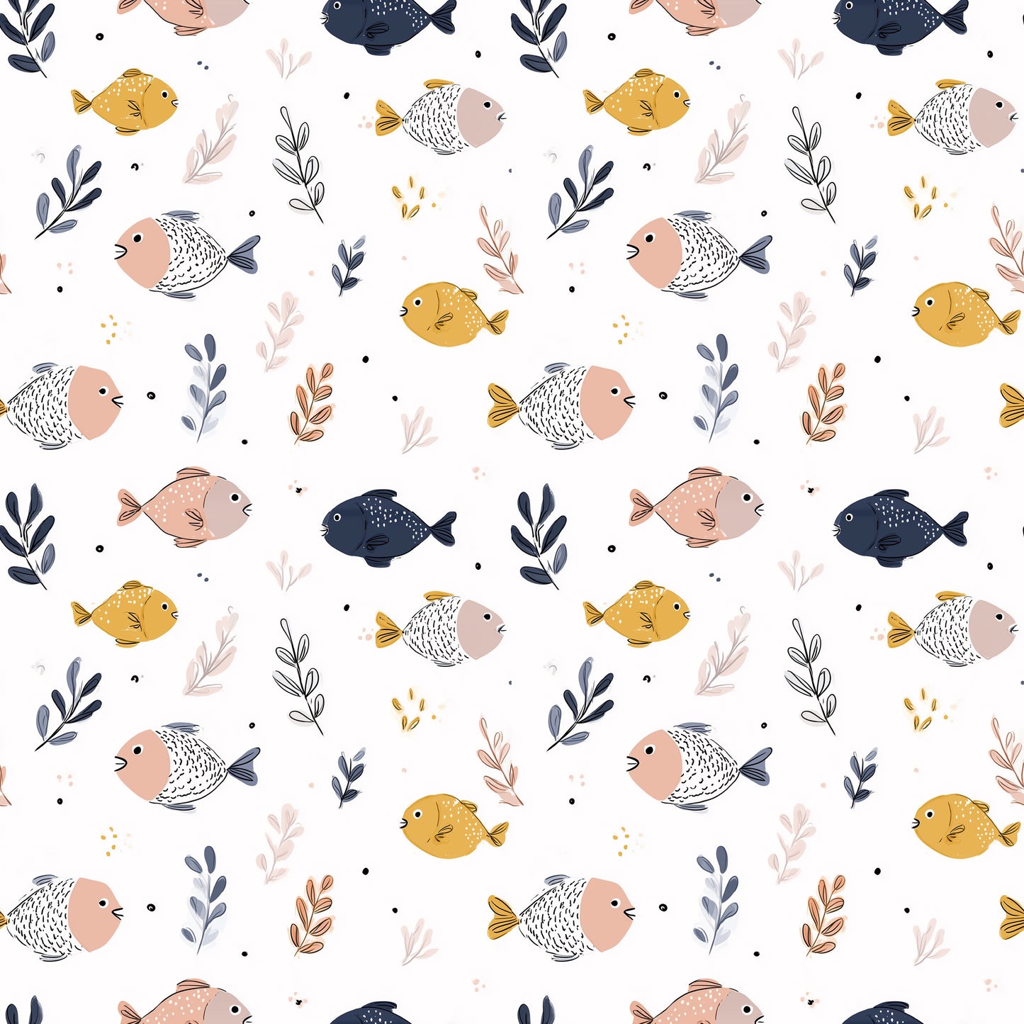 Pink Fishes Digital Seamless Pattern