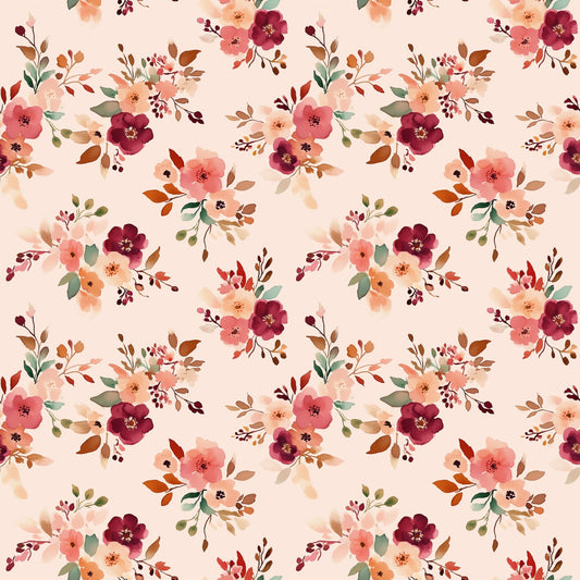Pink Floral Bouquet Digital Seamless Pattern