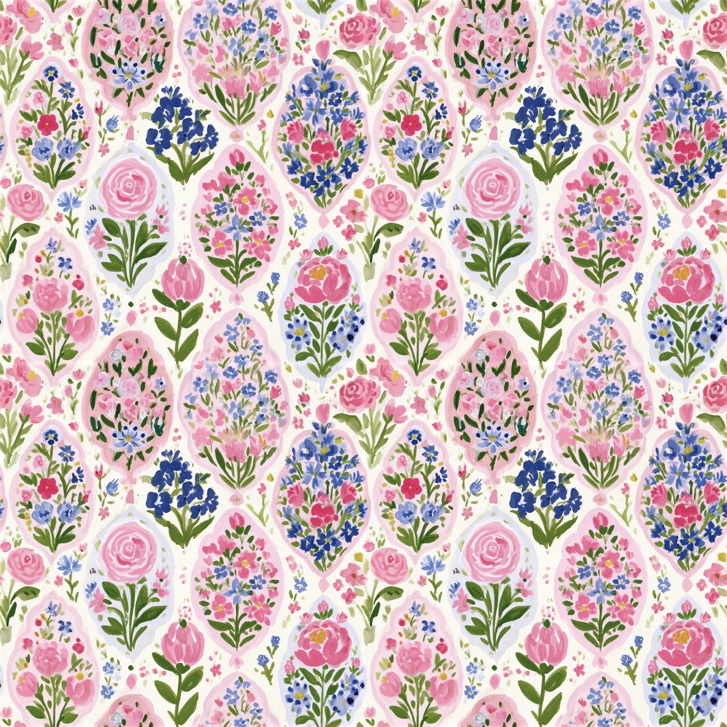 Pink Floral Patchwork Digital Seamless Pattern