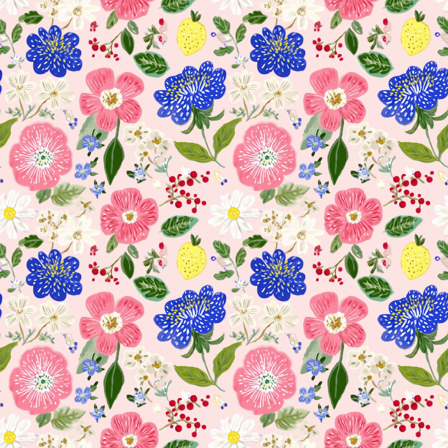 Pink Summer Floral Digital Seamless Pattern
