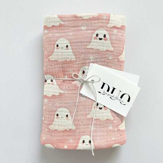 Pink Ghosts Halloween Digital Seamless Pattern