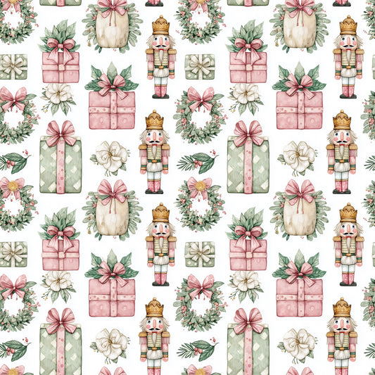 Pink Presents & Nutcracker Digital Seamless Pattern