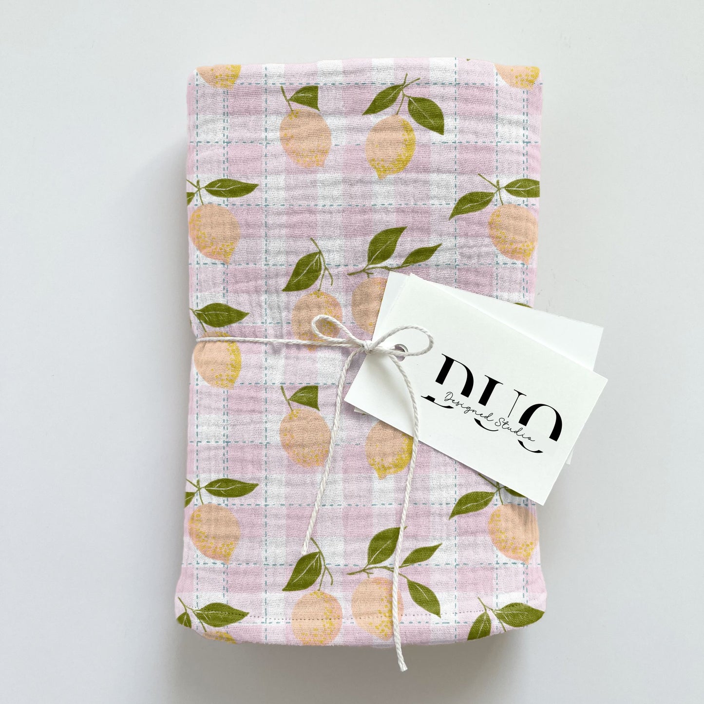 Pink Gingham Lemons Digital Seamless Pattern