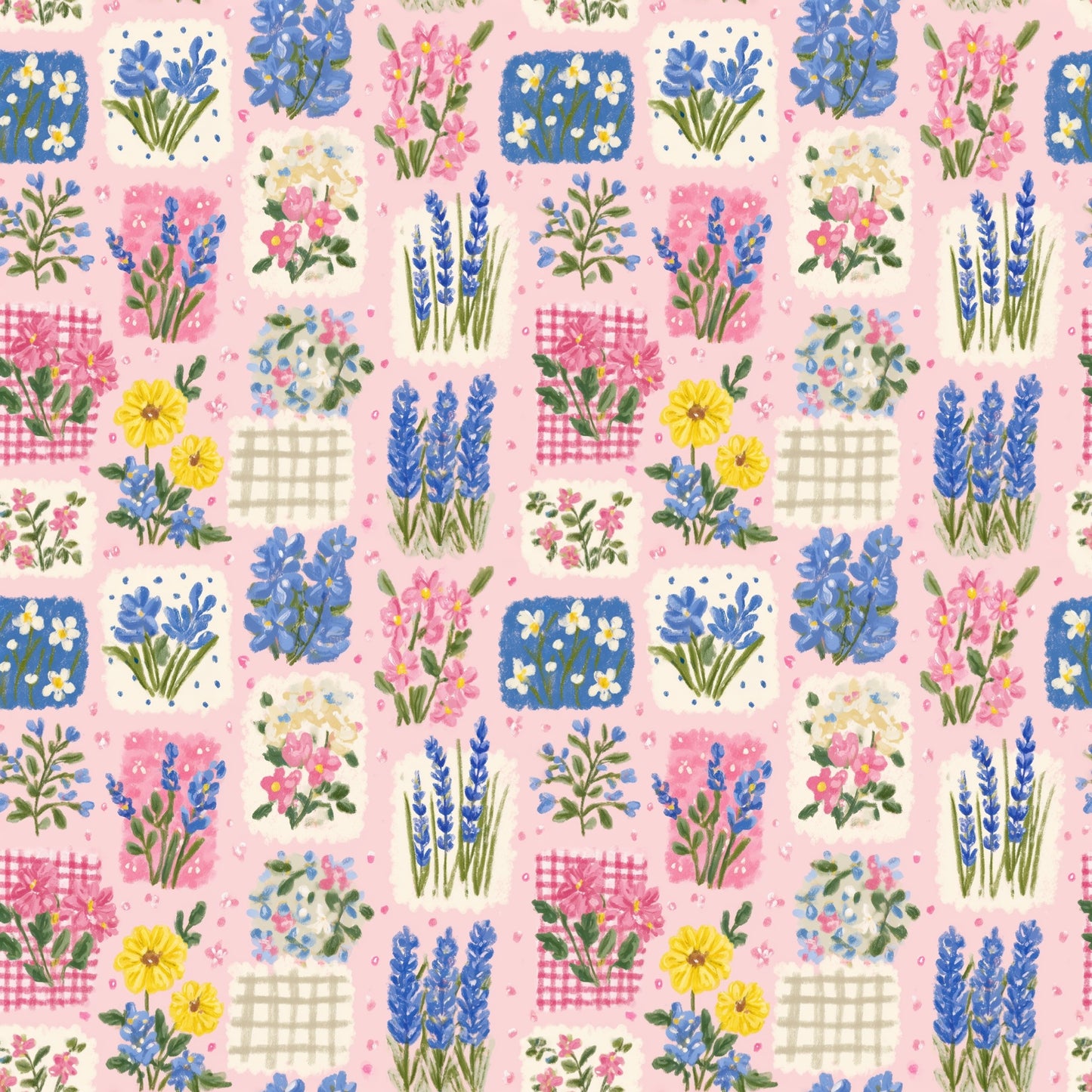 Pink Lavender Patchwork Digital Seamless Pattern