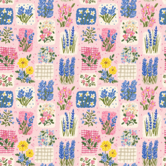 Pink Lavender Patchwork Digital Seamless Pattern