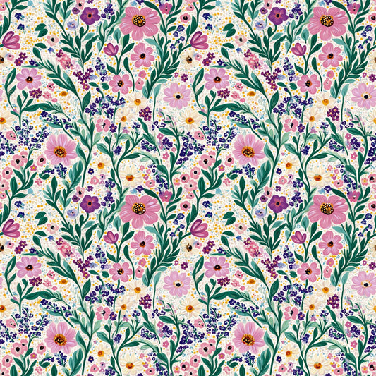 Pink Lilac Ditsy Floral Digital Seamless Pattern
