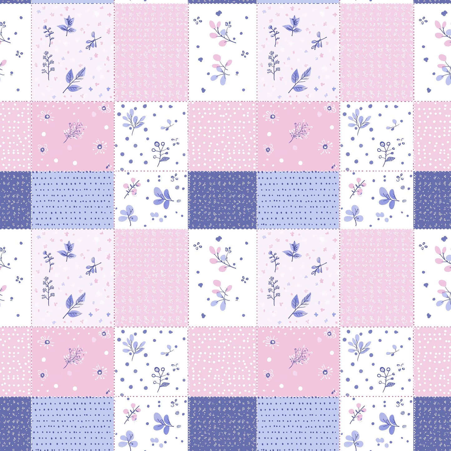 Pink Lilac Floral Quilt Digital Seamless Pattern