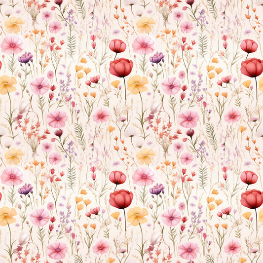 Pink Meadow Floral Digital Seamless Pattern