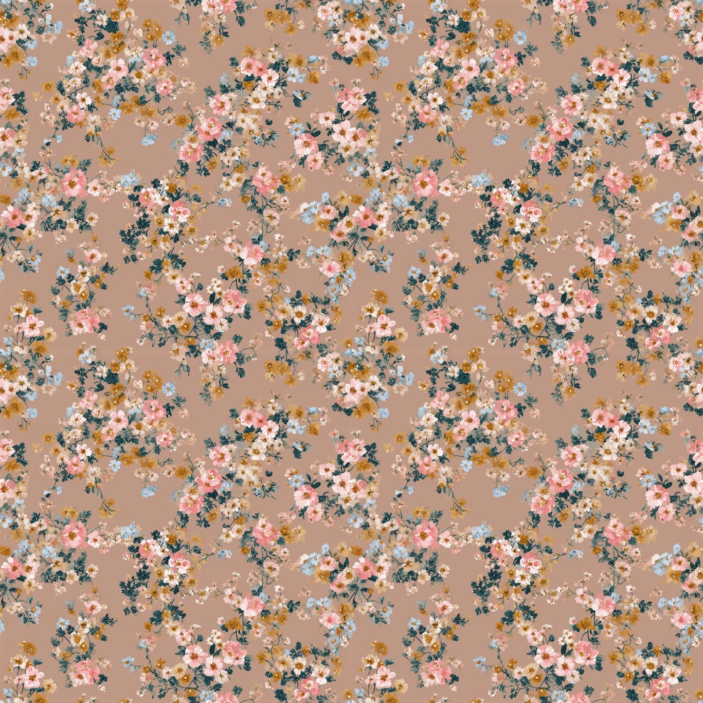 Pink Mocha Floral Digital Seamless Pattern