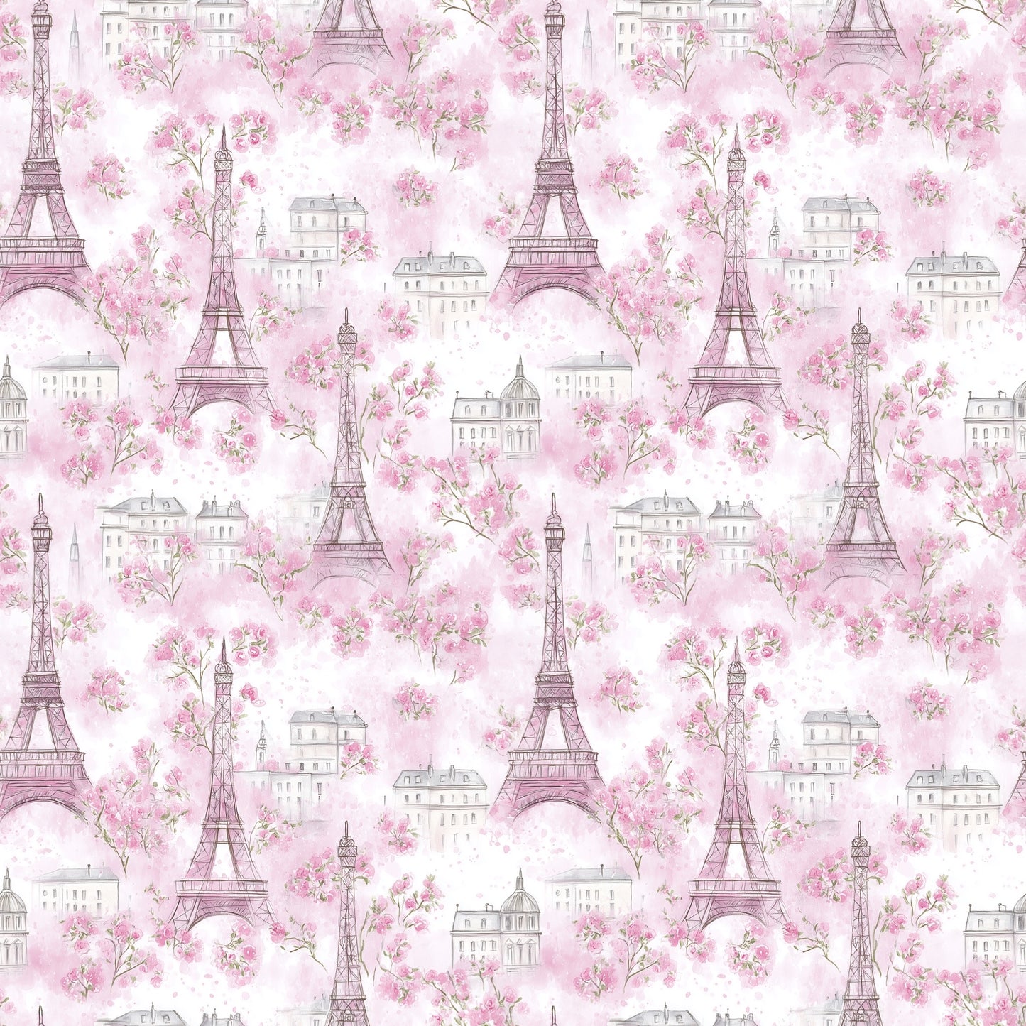 Pink Parisian Floral Digital Seamless Pattern