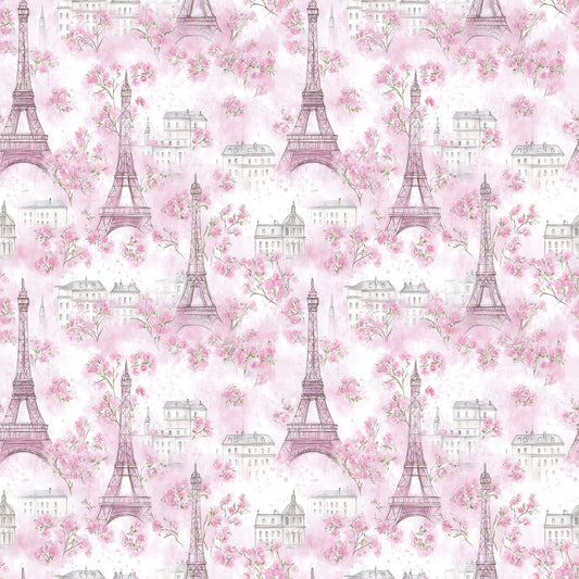 Pink Parisian Floral Digital Seamless Pattern