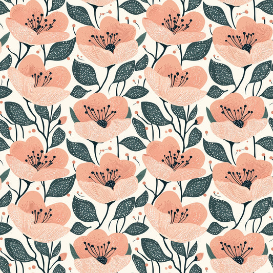 Pink Poppies Digital Seamless Pattern