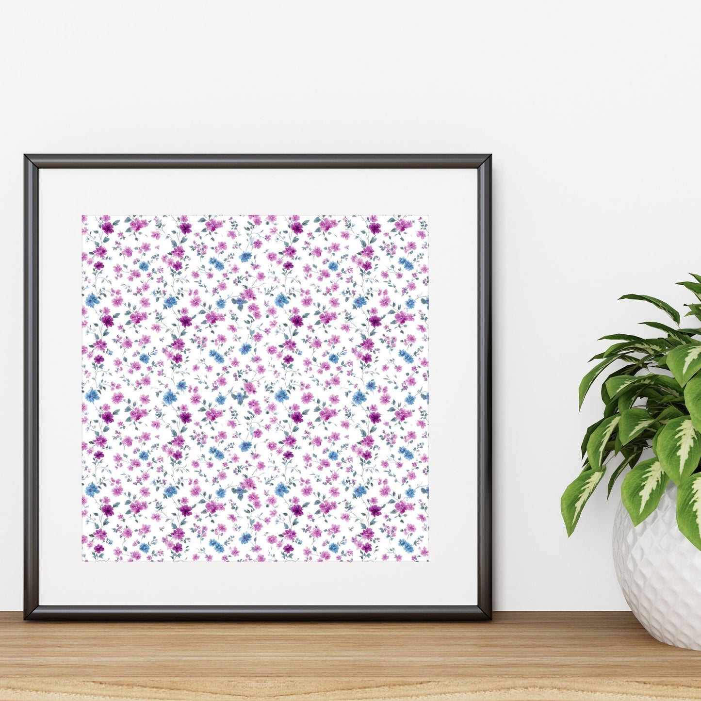 Pink Purple Ditsy Floral Digital Seamless Pattern